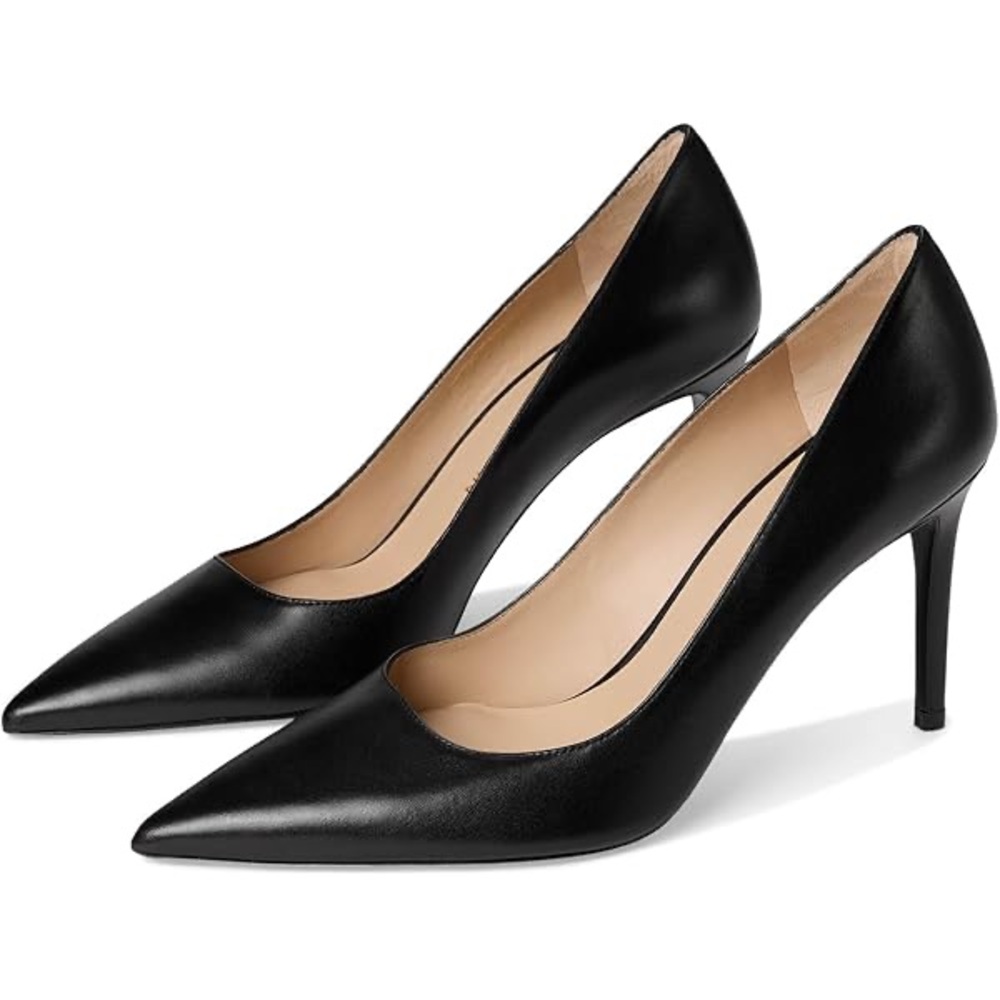 Stuart Weitzman Power 85 Pointed Toe Black Pumps Sz 9.5 AA